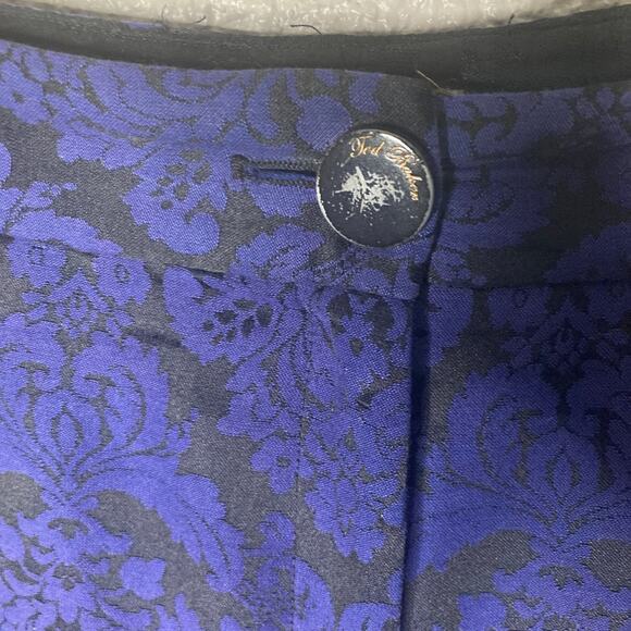 Ted Baker Capri Pants Womens Size 4 (8-10) Purple Black Floral - Picture 9 of 11